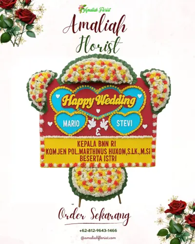 Karangan Papan Bunga Pernikahan di Akesai